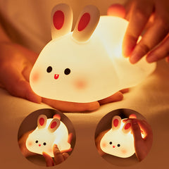 Adorable Silicone Rabbit LED Night Light – Touch Sensor Bunny Bedside Lamp Nightlight for Home Decor & Perfect for Gifting