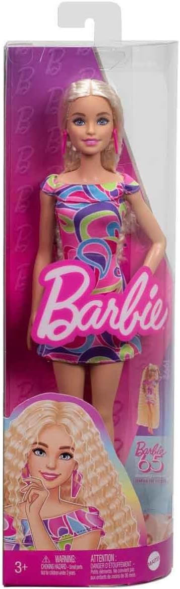 Barbie Fashionistas Doll #223 with Blonde Wavy Hair, Totally Hair-Inspired Dress & Accessories, 65th Anniversary Collectible Fashion Doll