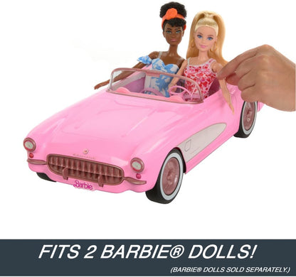 Hot Wheels Barbie RC Corvette from Barbie The Movie, Full-Function Remote-Control Toy Car Holds 2 Barbie Dolls