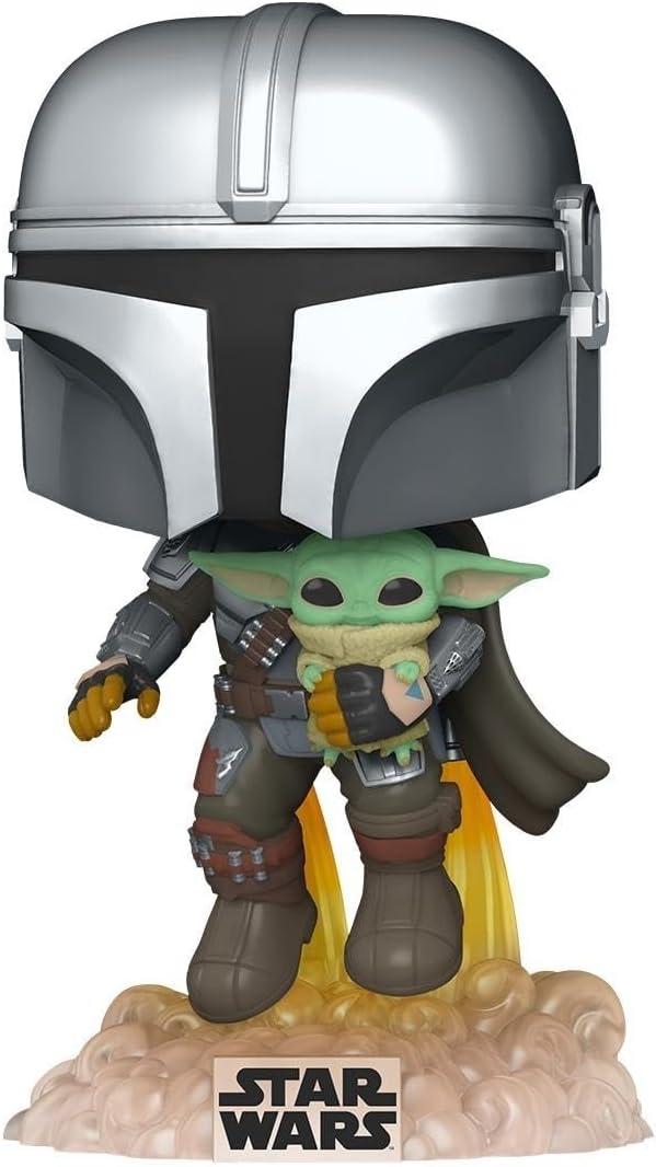 Funko Pop! Star Wars: The Mandalorian - Mandalorian Flying with The Child, Grey