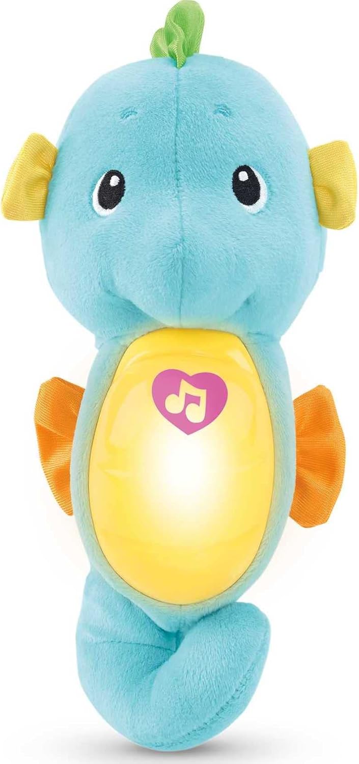 Fisher-Price Musical Baby Toy, Soothe & Glow Seahorse, Plush Sound Machine with Lights & Volume Control for Newborns