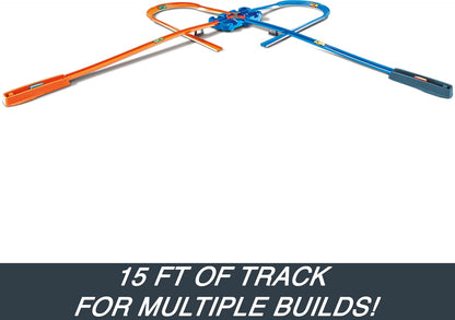 Hot Wheels Toy Car Track Set, Track Builder Playset, Deluxe Stunt Box with 25 Component Parts & 1:64 Scale Vehicle