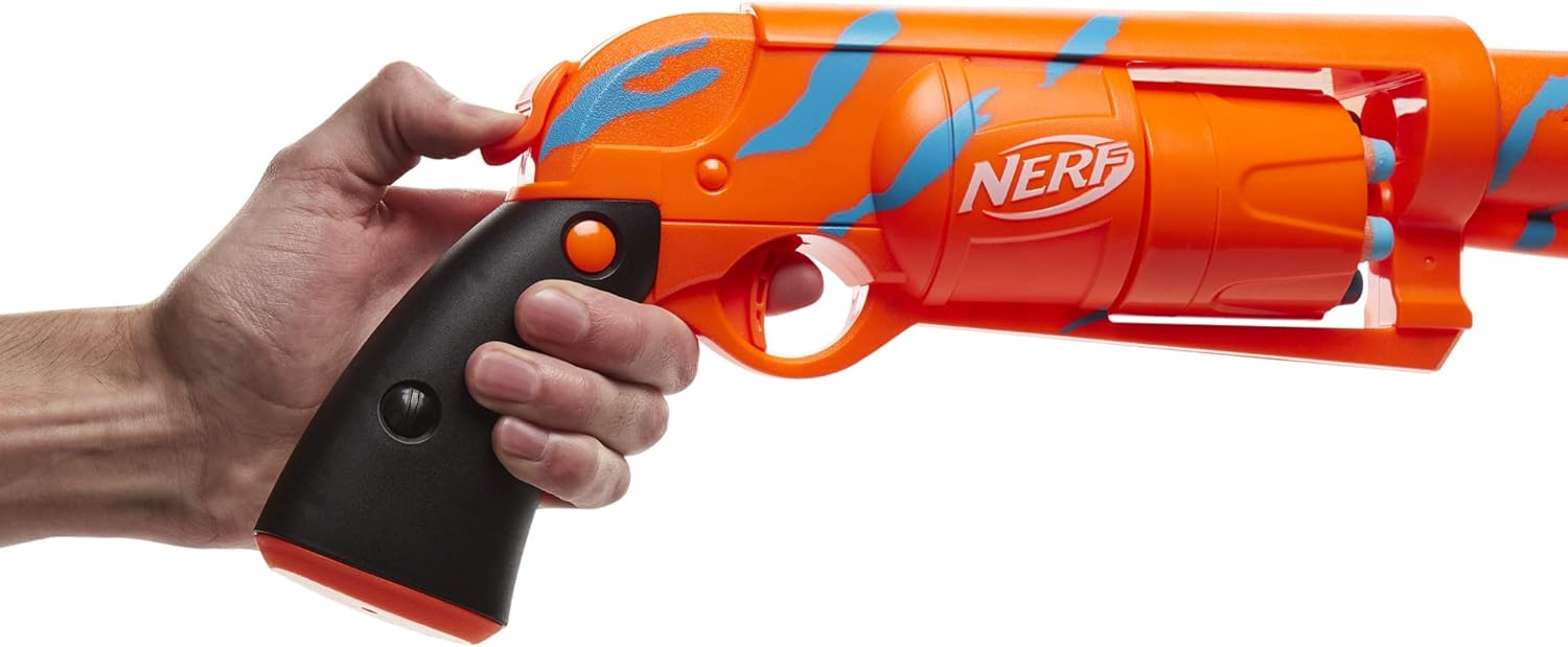 Nerf Fortnite 6-SH Dart Blaster - Camo Pulse Wrap, Hammer Action Priming, 6-Dart Rotating Drum, Includes 6 Official Elite Darts