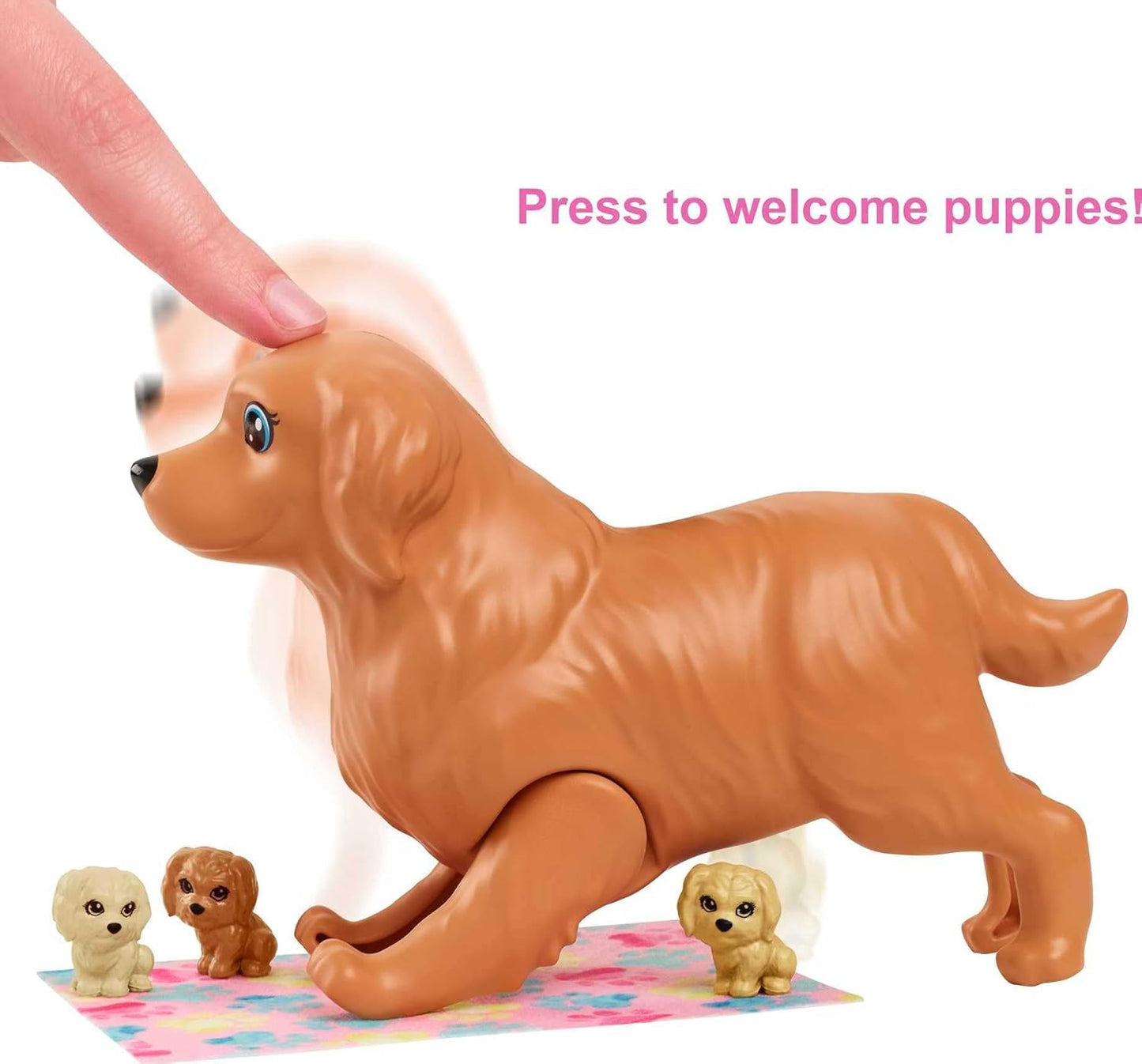 Barbie Doll & Pets, Blonde Doll with Mommy Dog, 3 Newborn Puppies with Color-Change Feature & Pet Accessories