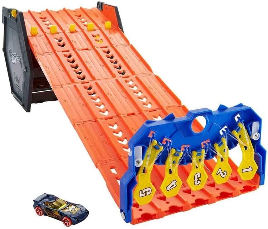 Hot Wheels Roll Out Raceway Track Set - Portable 5-Lane Race Track & Storage for Cars