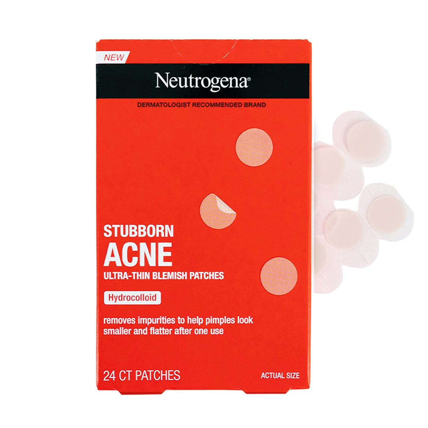 Neutrogena Stubborn Acne Pimple Patches, Ultra-Thin Hydrocolloid Spot Stickers for Pimples, 24 Patches