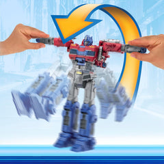 Transformers One Movie Power Flip Optimus Prime (Orion Pax) Converting Action Figure, 4 Modes, 10-inch Interactive Electronic Toy, Lights & Sounds, 6+