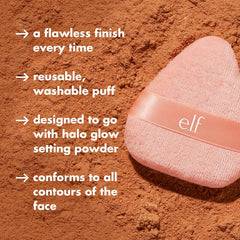 e.l.f. Halo Glow Powder Puff, Soft, Reusable Powder Puff For Applying Loose Or Pressed Powders, Easily Conforms To The Face, Vegan & Cruelty-free