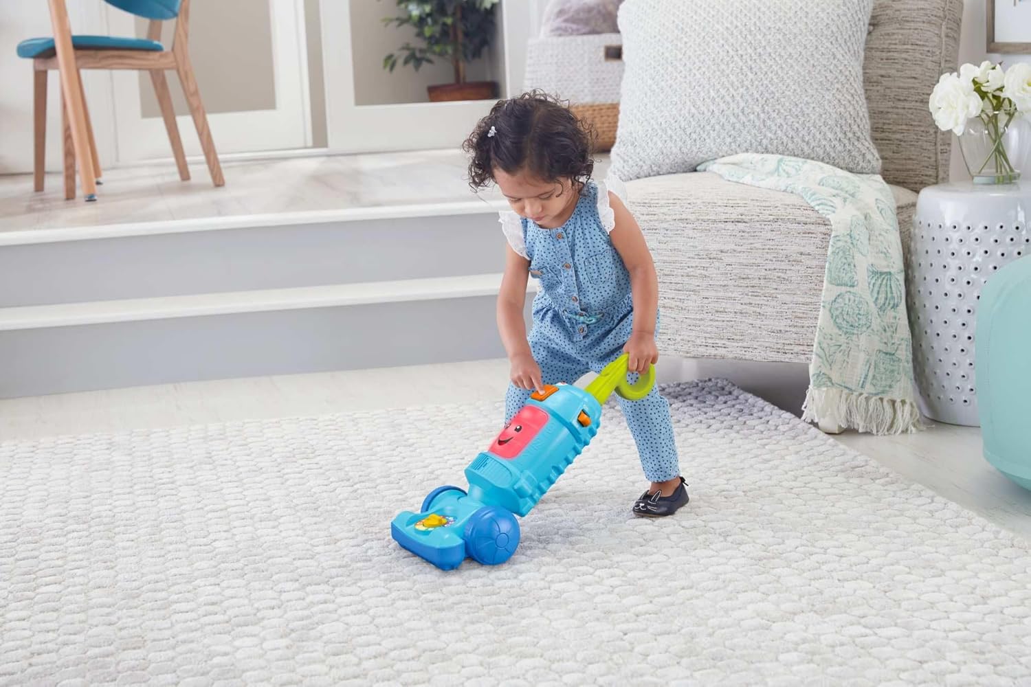 Fisher-Price Toddler Toy Laugh & Learn Light-Up Learning Vacuum Musical Push Along for Pretend Play Infants Ages 1+ Years