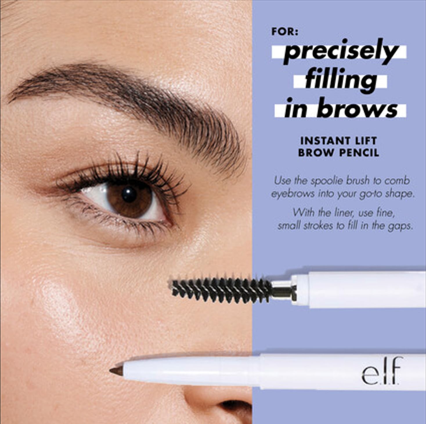 e.l.f. Instant Lift Brow Pencil, Dual-Sided, Precise, Fine Tip, Shapes, Defines, Fills Brows, Contours, Combs, Tames, Taupe, 0.006 Oz