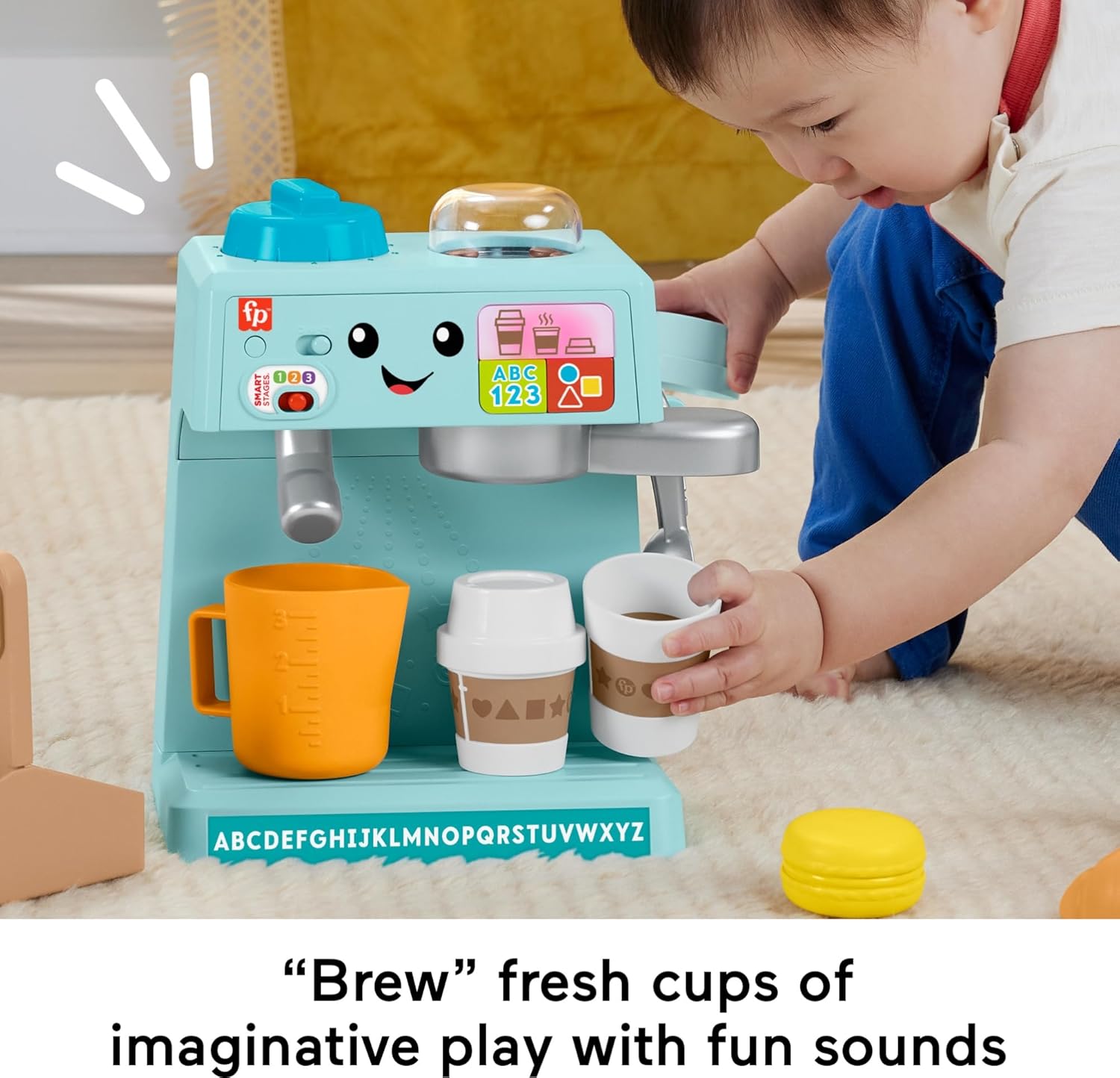 Fisher-Price Toddler Toy Laugh & Learn Learn & Serve Coffee Cafe Playset with Smart Stages & 10 Pretend Play Pieces for Ages 18+ Months