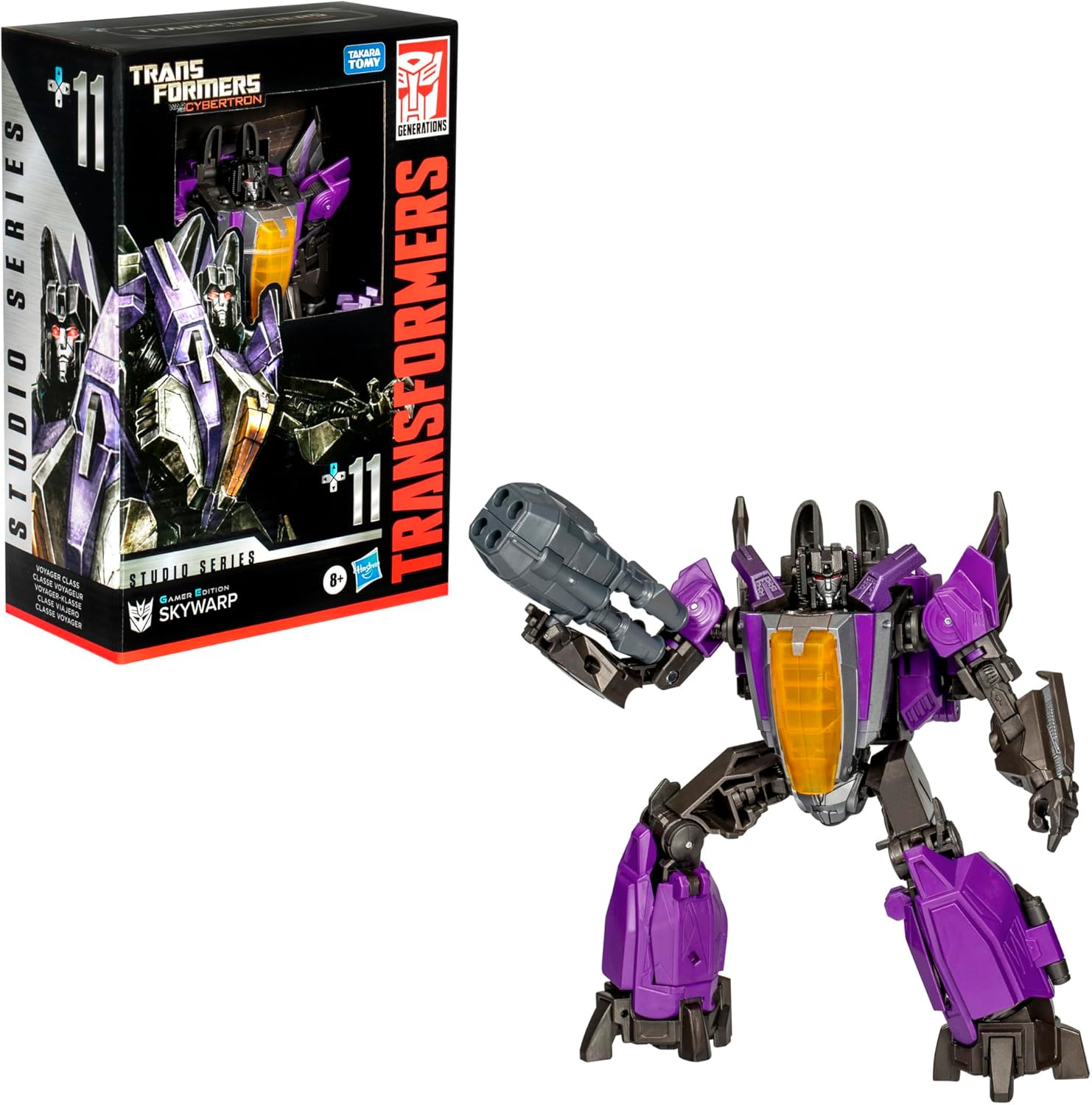 Transformers Toys Studio Series Voyager Class Transformers: War for Cybertron 11 Gamer Edition Skywarp, 6.5-inch Converting Action Figure