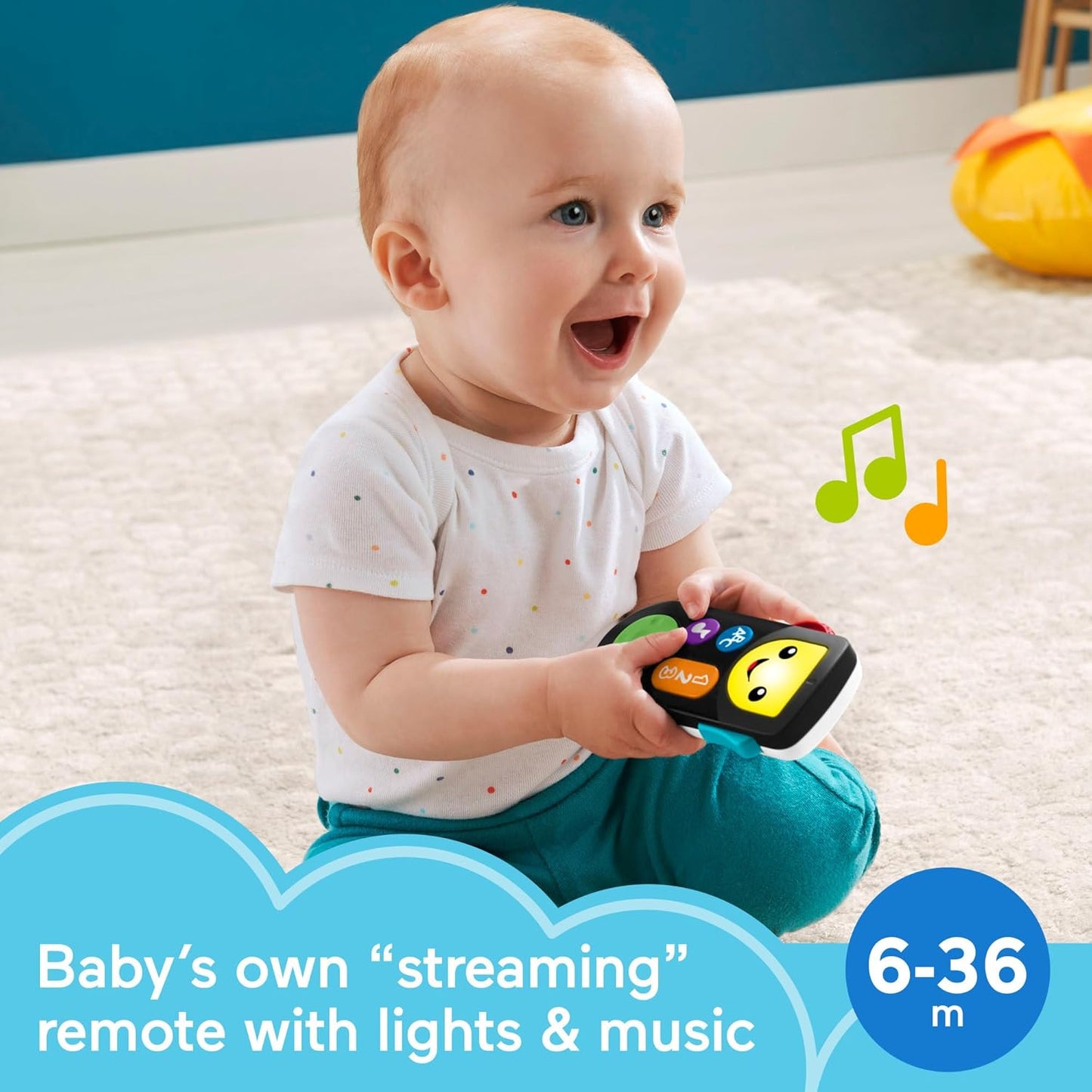 Fisher-Price Baby & Toddler Toy Laugh & Learn Stream & Learn Remote Pretend TV Control with Music & Lights for Infants Ages 6+ Months