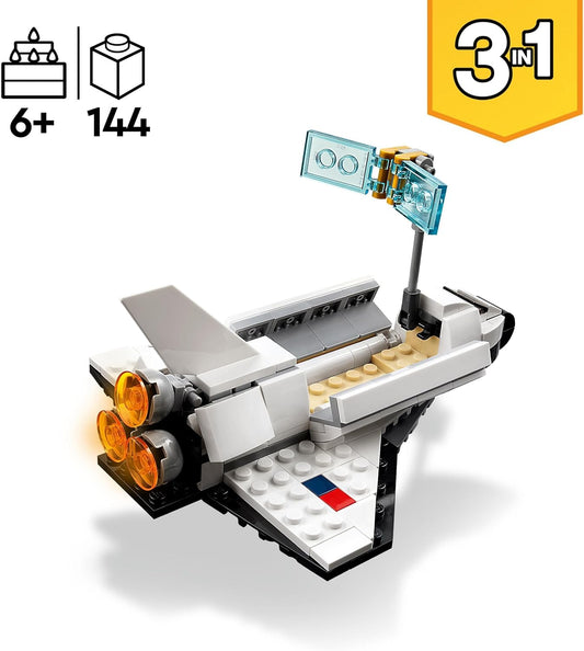 LEGO Creator 3 in 1 Space Shuttle Toys - Space Toys Building Set - Option to Build 2 Spaceships or Astronaut