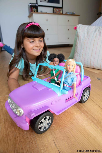 Barbie Toy Car, Doll-Sized SUV, Purple Off-Road Vehicle with 2 Pink Seats & Treaded, Rolling Wheels