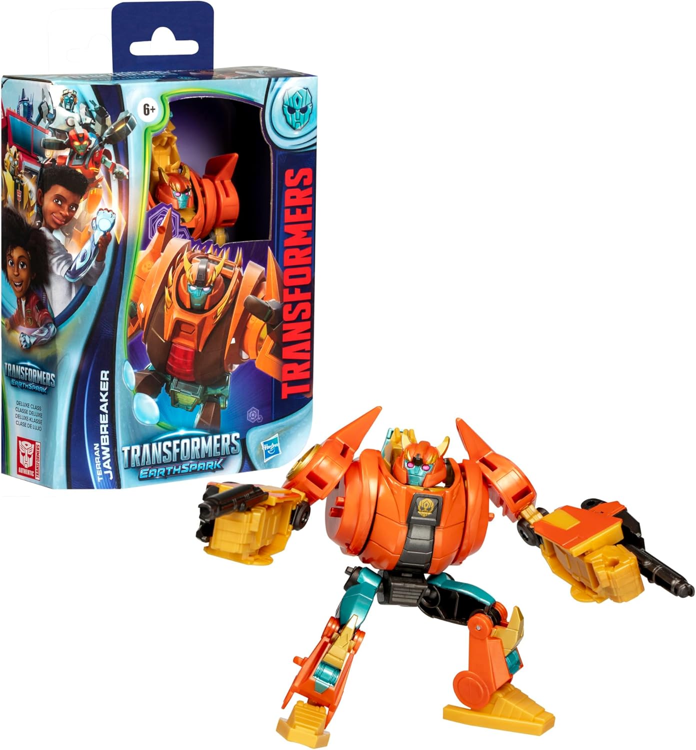 Transformers EarthSpark Deluxe Class Terran Jawbreaker 5-Inch Robot Action Figure, Converts in 16 Steps, Interactive Toys for Boys & Girls 6 and Up