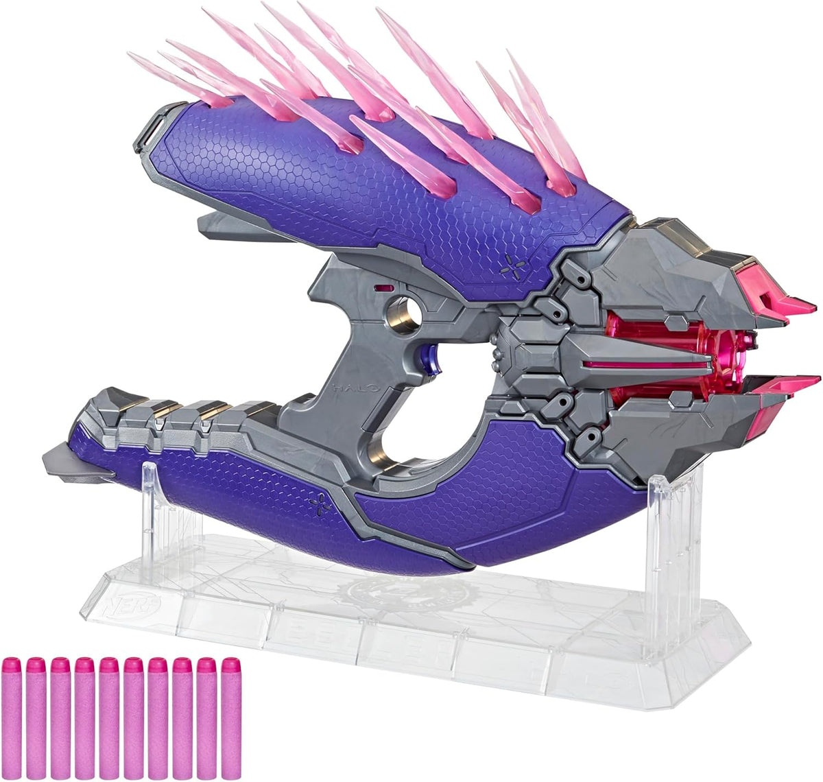 Nerf LMTD Halo Needler Dart-Firing Blaster, Light-Up Needles, 10-Dart Rotating Drum, 10 Elite Darts, Game Card with in-Game Content