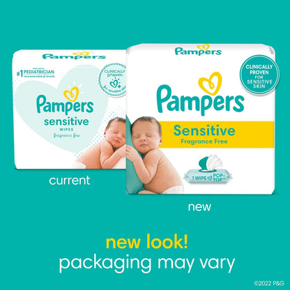 Pampers Baby Wipes Sensitive Perfume Free 1X Pop-Top Pack 56 Count