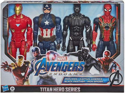 Marvel Avengers Endgame Titan Hero Series 12" Action Figures Captain America, Iron Spider, Black Panther, and Iron Man (4 Action Figures)