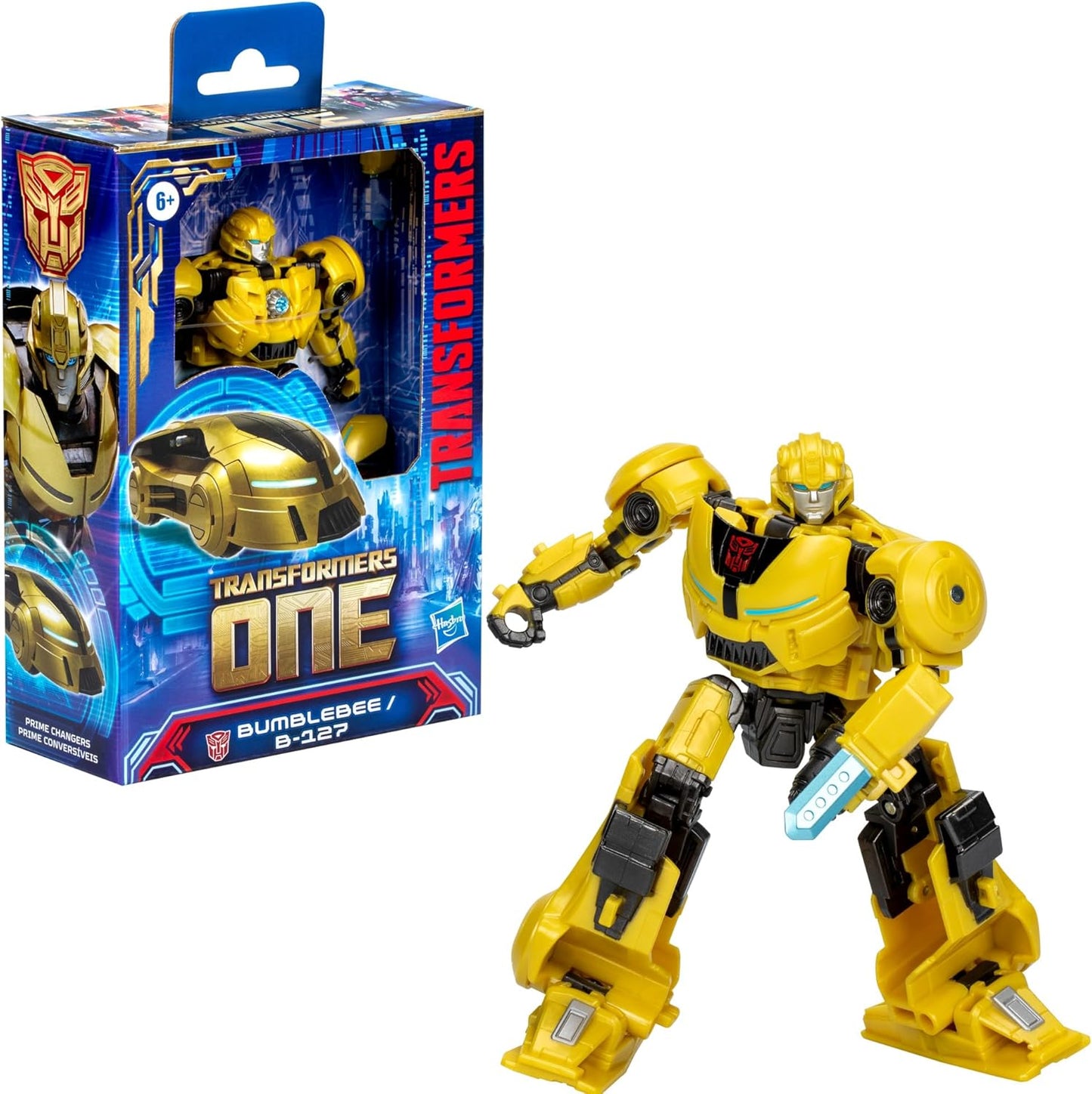 Transformers: One Prime Changer Bumblebee (B-127) 5-Inch Robot Action Figure, Interactive Toys for Boys and Girls Ages 6 and Up