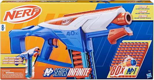 Nerf N Series Infinite Dart Blaster, 80 Nerf N1 Darts Compatible Only with Nerf N Series Blasters, 40 Dart Fast Load Battle Belt