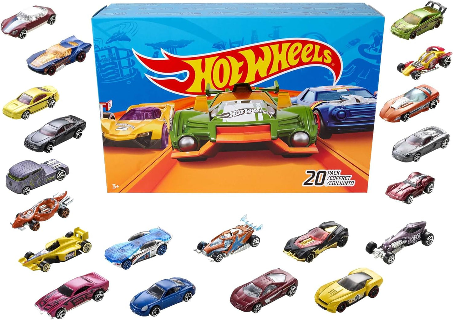 Hot Wheels Toy Cars & Trucks 20 Pack, Set of 20 1:64 Scale Vehicles for Play or Display, Instant Collection (Styles May Vary)