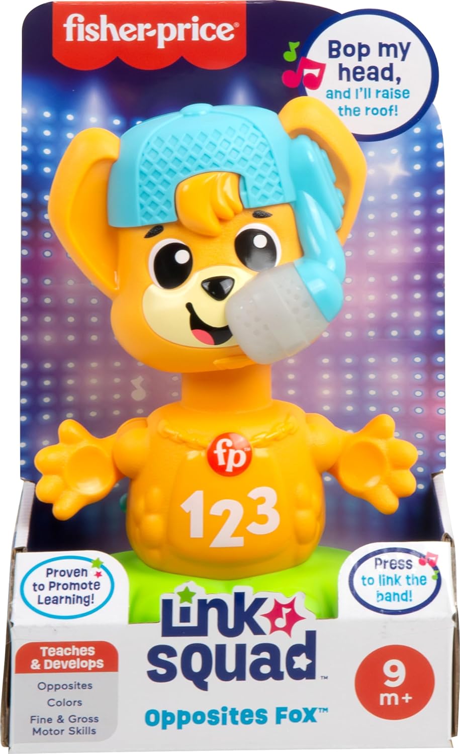 Fisher-Price Baby Learning Toy Link Squad Opposites Fox with Music & Lights for Ages 9+ Months, Compatible Only with Link Squad Items