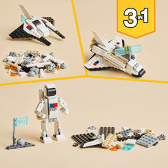 LEGO Creator 3 in 1 Space Shuttle Toys - Space Toys Building Set - Option to Build 2 Spaceships or Astronaut