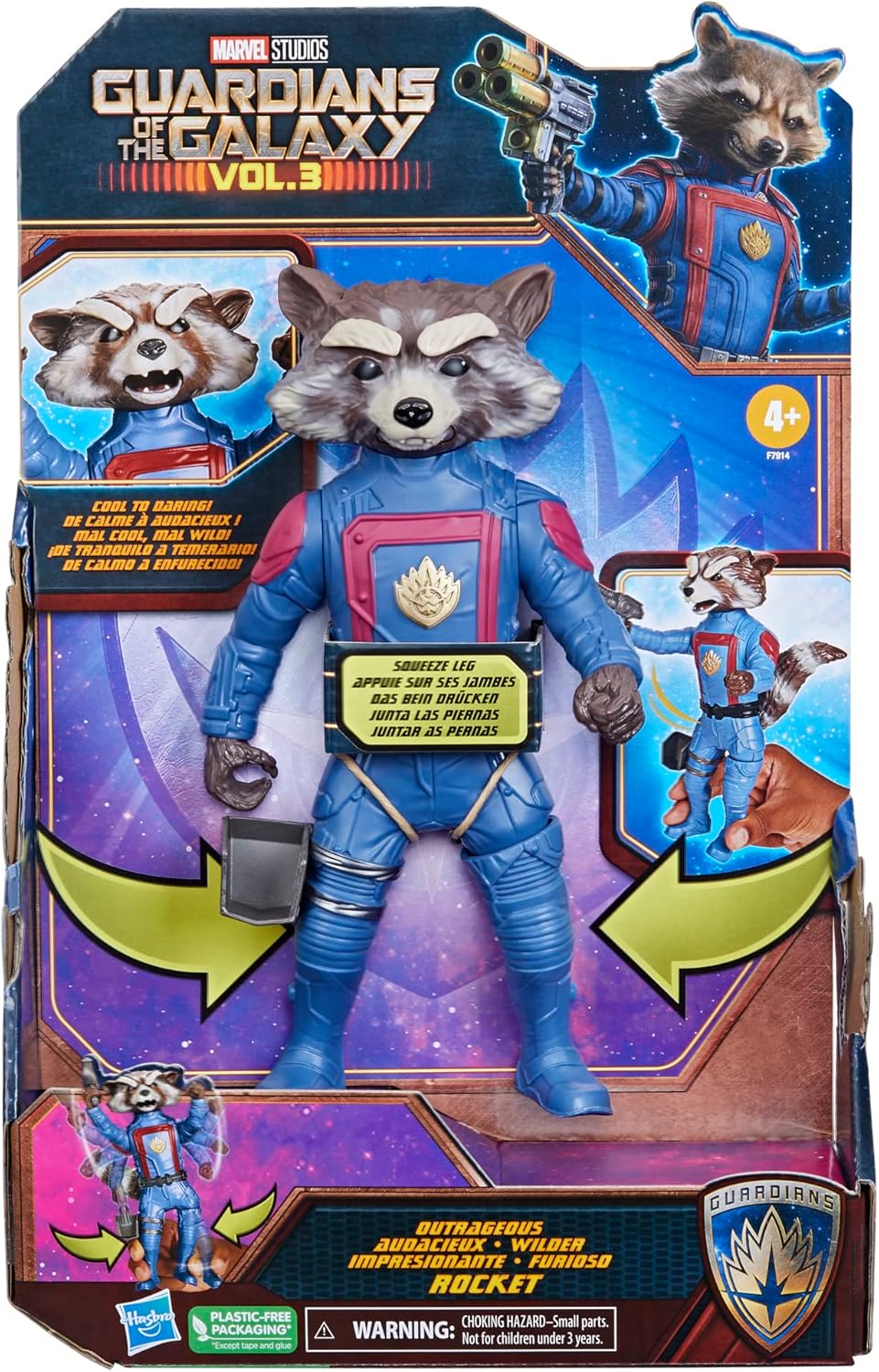 Marvel Studios’ Guardians of The Galaxy Vol. 3 Rocket Action Figure, Super Hero Toys for Kids Ages 4 and Up, 8-Inch-Scale Action Figure