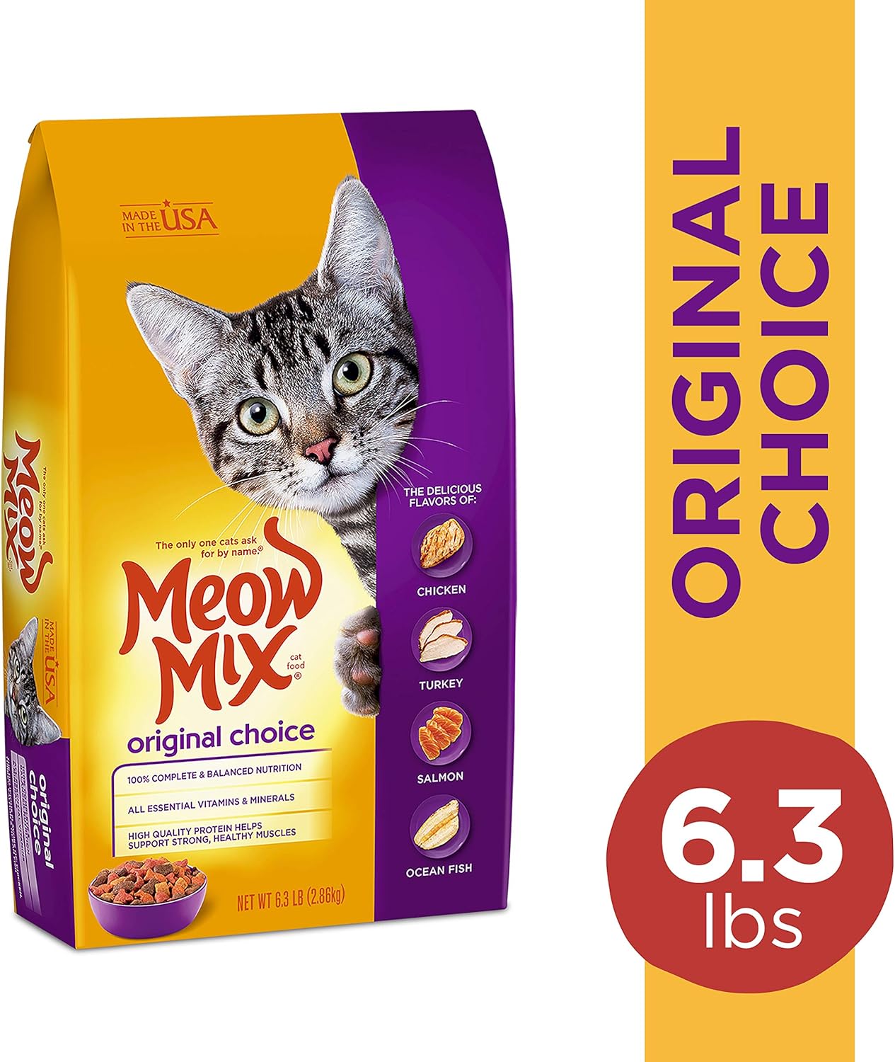 Meow Mix Original Cat Food, 6.3 Pound, Complete & Balanced Nutrition