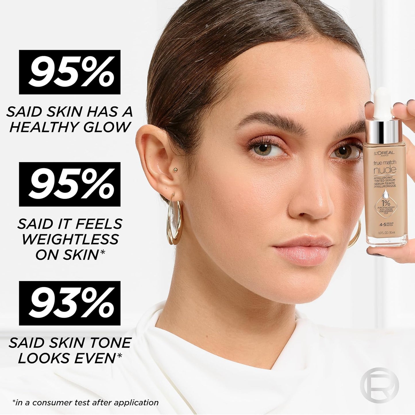 L'Oreal Paris True Match Nude Hyaluronic Tinted Serum Foundation with 1% Hyaluronic acid, Light 2-3, 1 fl. oz.