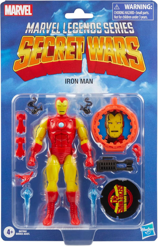 Marvel Legends Series Iron Man, Avengers Retro Comics Secret Wars Collectible 6 Inch Action Figure with Shield