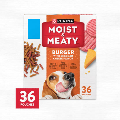 Purina Moist and Meaty Burger With Cheddar Cheese Flavor Dry Soft Dog Food Pouches - 216 Ounce (Pack of 1)