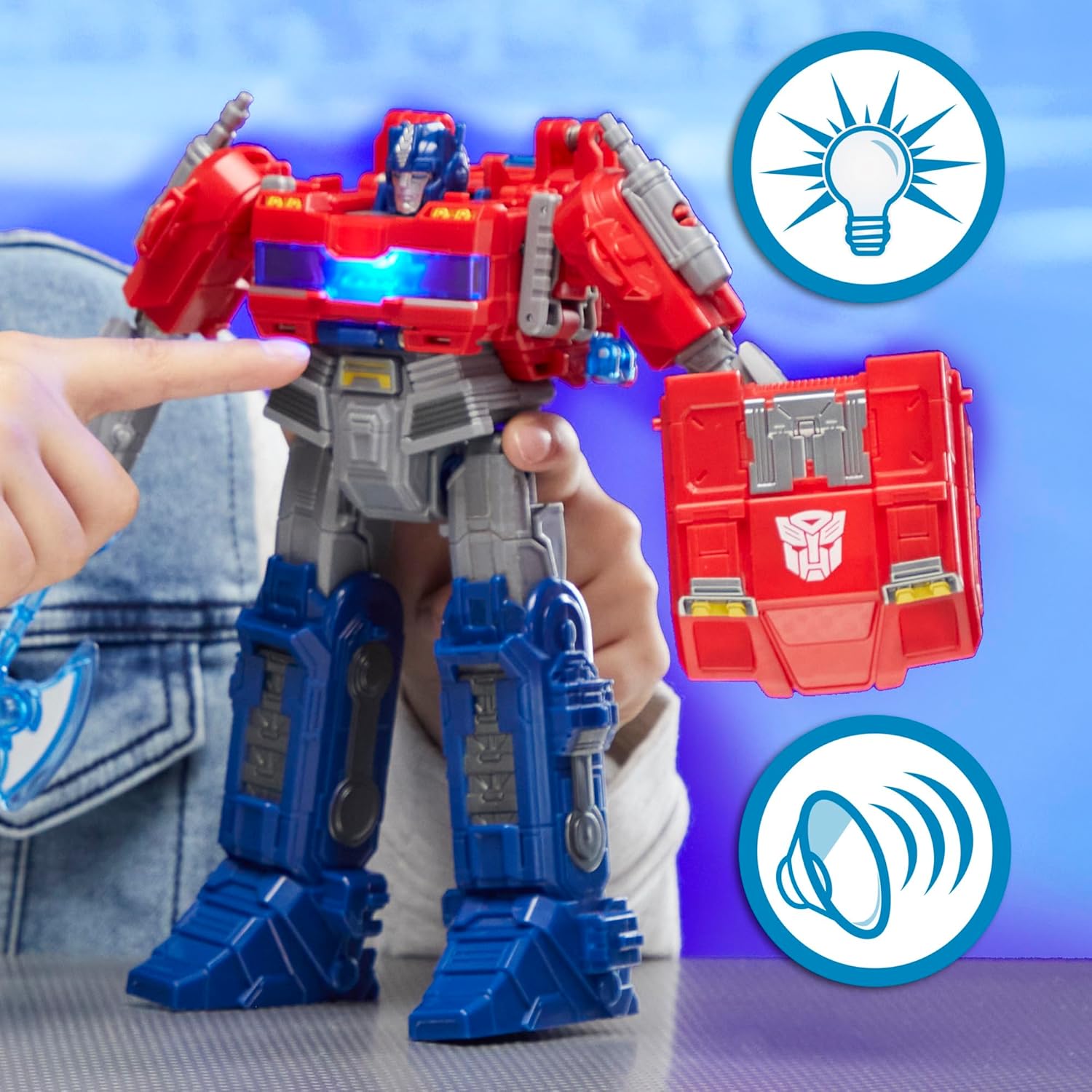 Transformers One Movie Power Flip Optimus Prime (Orion Pax) Converting Action Figure, 4 Modes, 10-inch Interactive Electronic Toy, Lights & Sounds, 6+