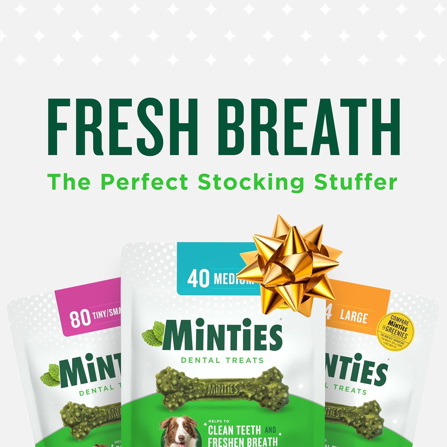 Minties Dental Chews for Dogs, 120 Count, Vet-Recommended Mint-Flavored Dental Treats for Tiny/Small Dogs 5-24 lbs, Dental Bones Clean Teeth, Fight Bad Breath, and Removes Plaque and Tartar