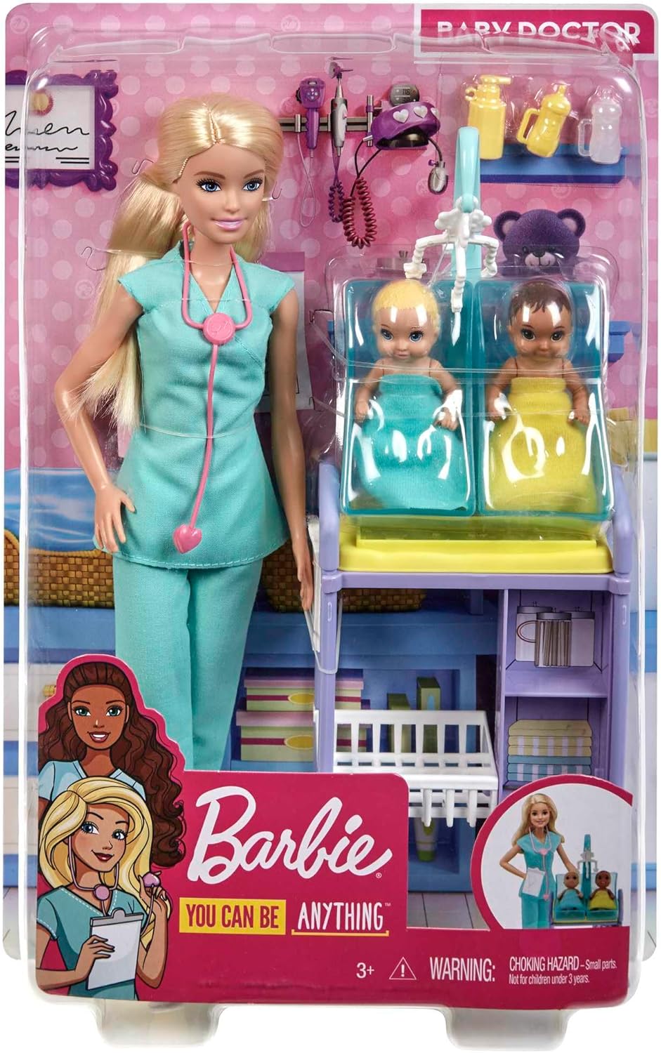 Barbie Careers Doll & Playset, Baby Doctor Theme with Blonde Fashion Doll, 2 Baby Dolls, Furniture & Accessories