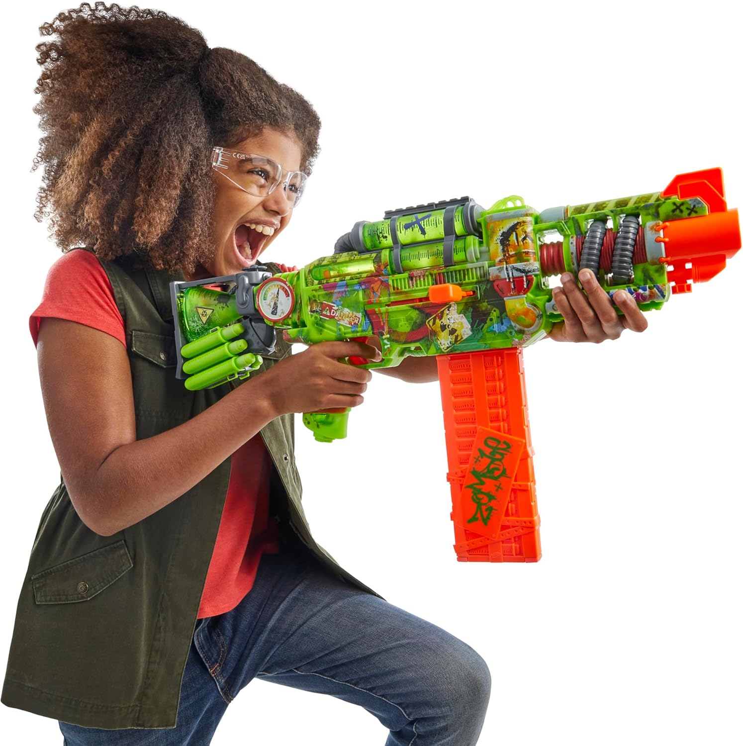 Nerf Zombie Corrupter Dart Blaster, 22 Nerf Elite Darts, 18 Dart Clip, Dart Storage, Bolt Action, Outdoor Games, Ages 8+