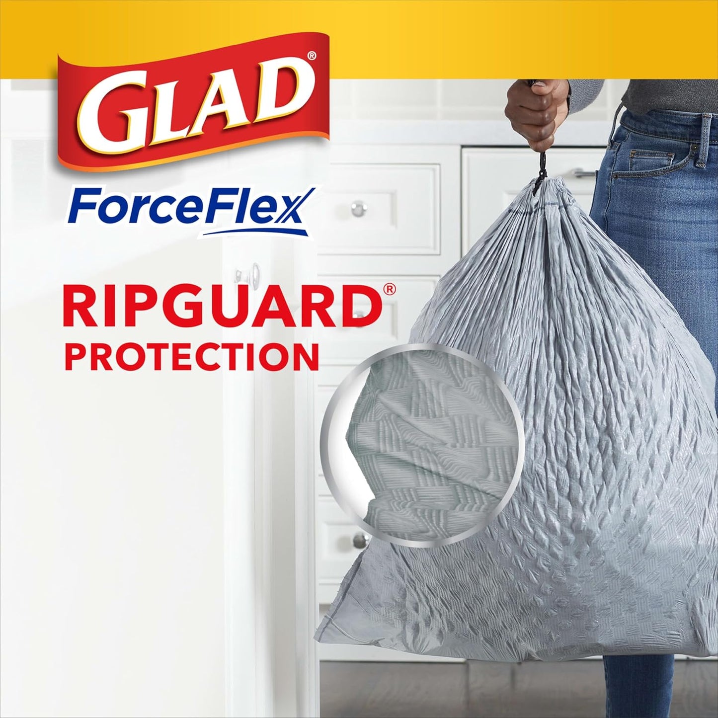 Glad ForceFlex Tall Kitchen Trash Bags, 13 Gallon, Gain Fresh Clean, 80 Count (Package May Vary)