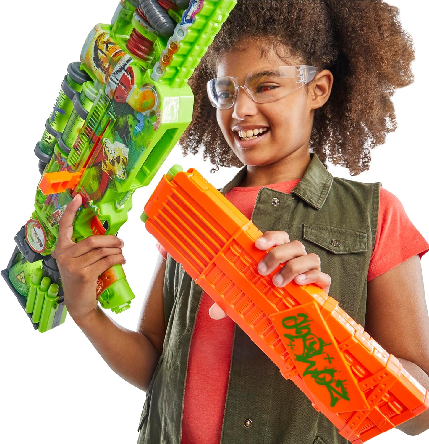 Nerf Zombie Corrupter Dart Blaster, 22 Nerf Elite Darts, 18 Dart Clip, Dart Storage, Bolt Action, Outdoor Games, Ages 8+