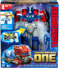 Transformers One Movie Power Flip Optimus Prime (Orion Pax) Converting Action Figure, 4 Modes, 10-inch Interactive Electronic Toy, Lights & Sounds, 6+