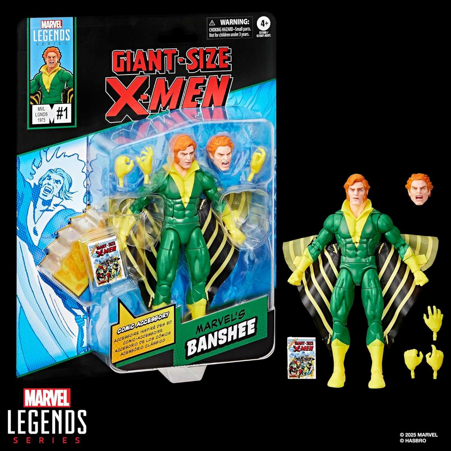 Marvel Legends Series Marvel's Banshee, Giant-Size X-Men #1 (1975) Comics-Inspired Collectible 6-Inch Scale Action Figure with Character-Sized Comic Accessory