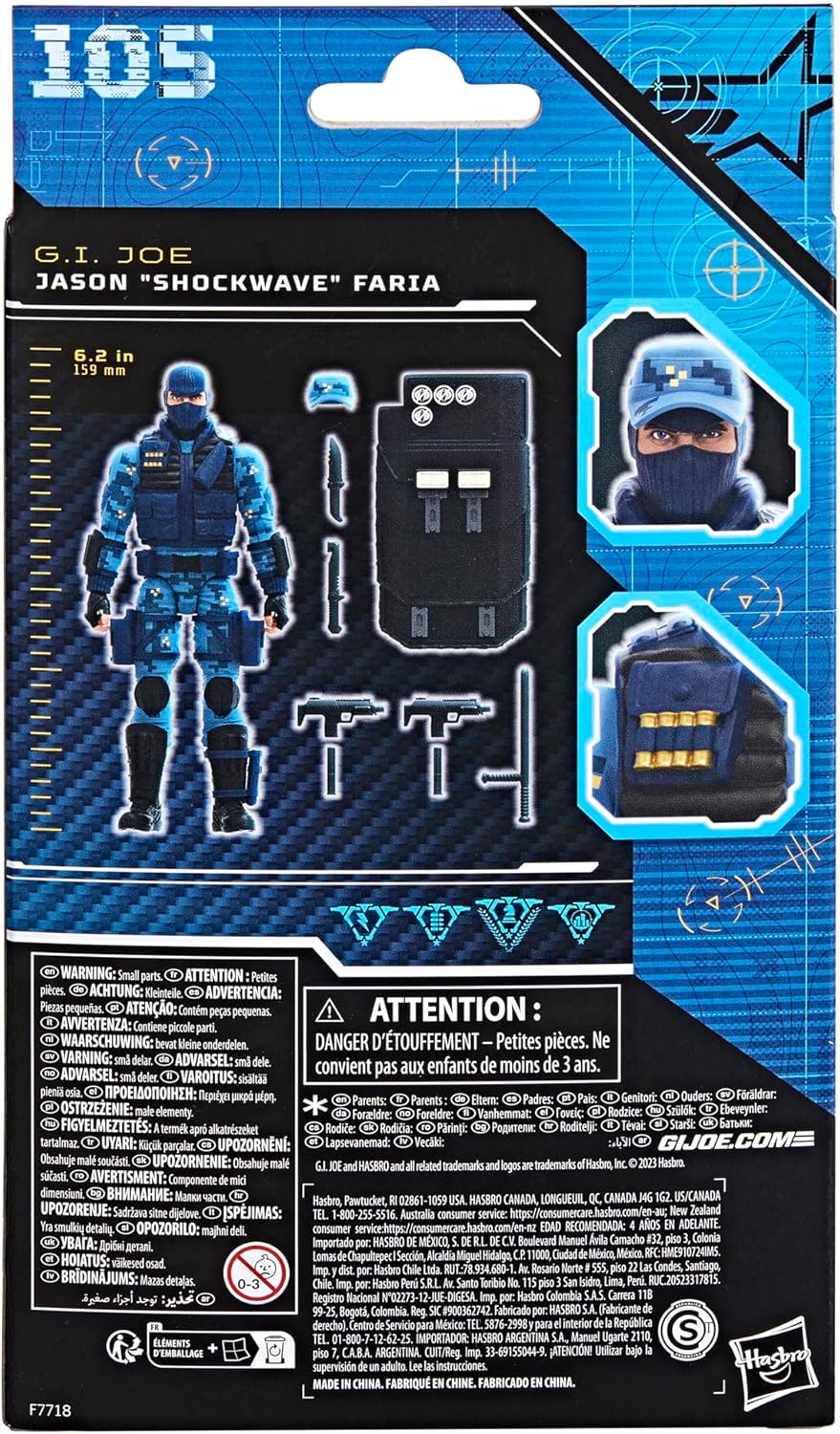 G.I. Joe Classified Series Jason Shockwave Faria, Collectible Action Figure, 105, 6-inch Action Figures for Boys & Girls, with 9 Accessory Pieces
