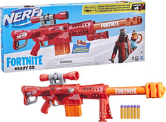 NERF Fortnite Heavy SR Blaster Scope, Big Blaster, 6 Mega Darts, 6-Dart Clip, Kids Toy Foam Blasters, Fortnite Toys for Boys and Girls