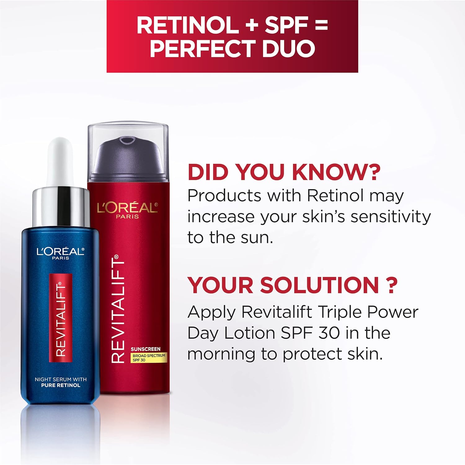 L'Oreal Paris Revitalift 0.3% Pure Retinol Night Serum, Reduce Deep Wrinkles, Fragrance Free 1 oz