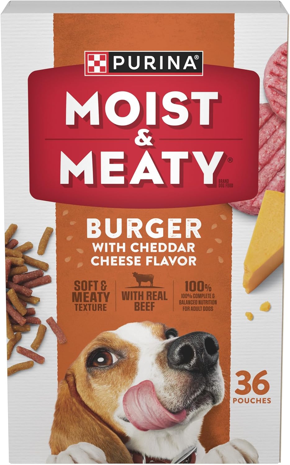 Purina Moist and Meaty Burger With Cheddar Cheese Flavor Dry Soft Dog Food Pouches - 216 Ounce (Pack of 1)