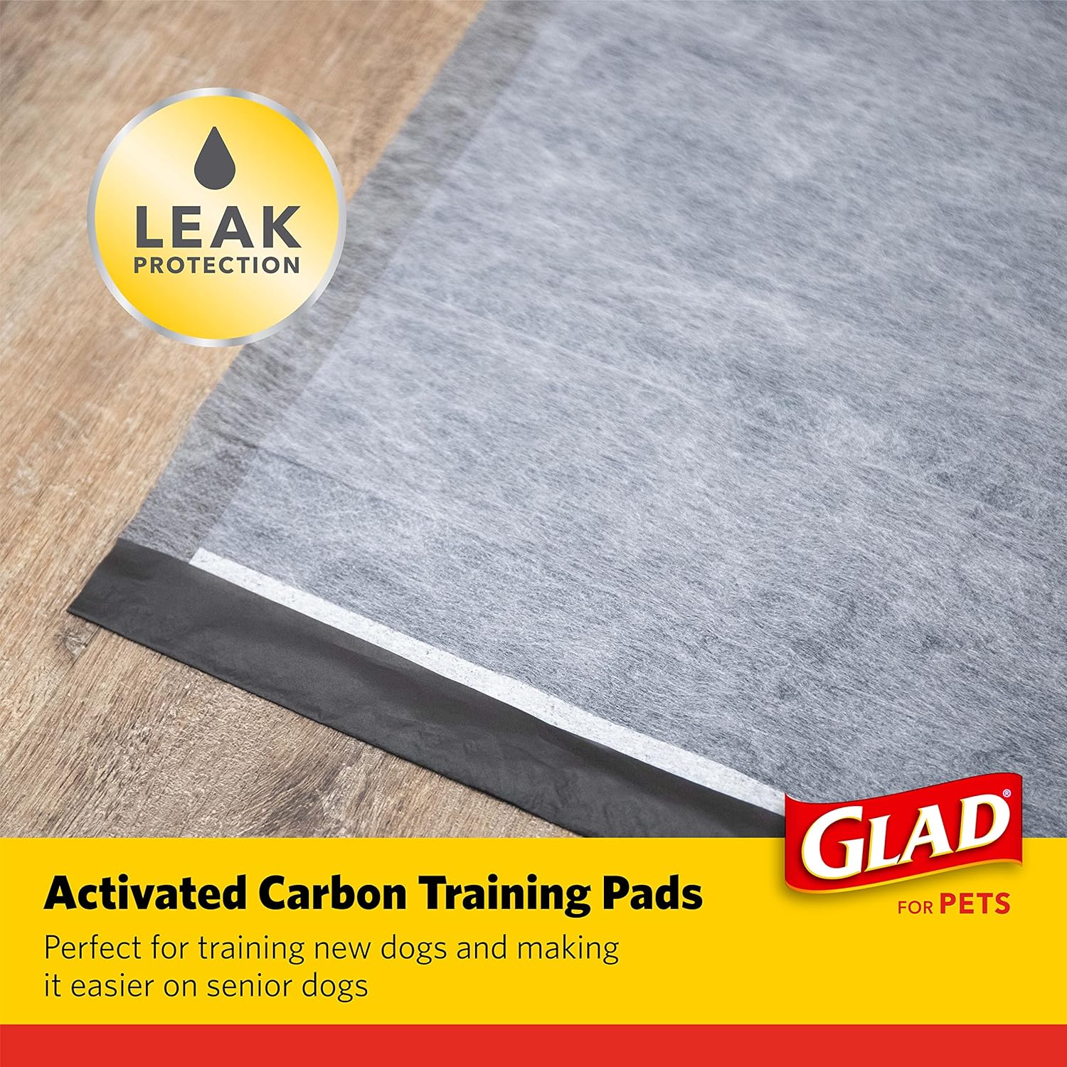 Glad for Pets Black Charcoal Puppy Pads - Super Absorbent Disposable Dog Pee Pads, Potty Training Pads, and Pet Supplies - Dog Pee Pads for Crate Training and Indoor Use 23" x 23" - 100 Count