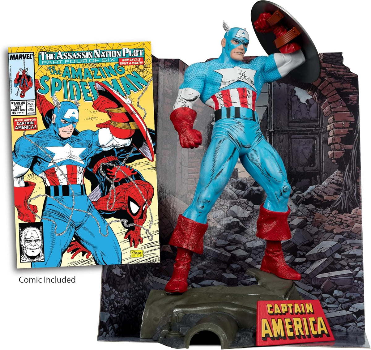 McFarlane Toys - Marvel Captain America 1:6th Scale Posed Figure with Scene & Comic