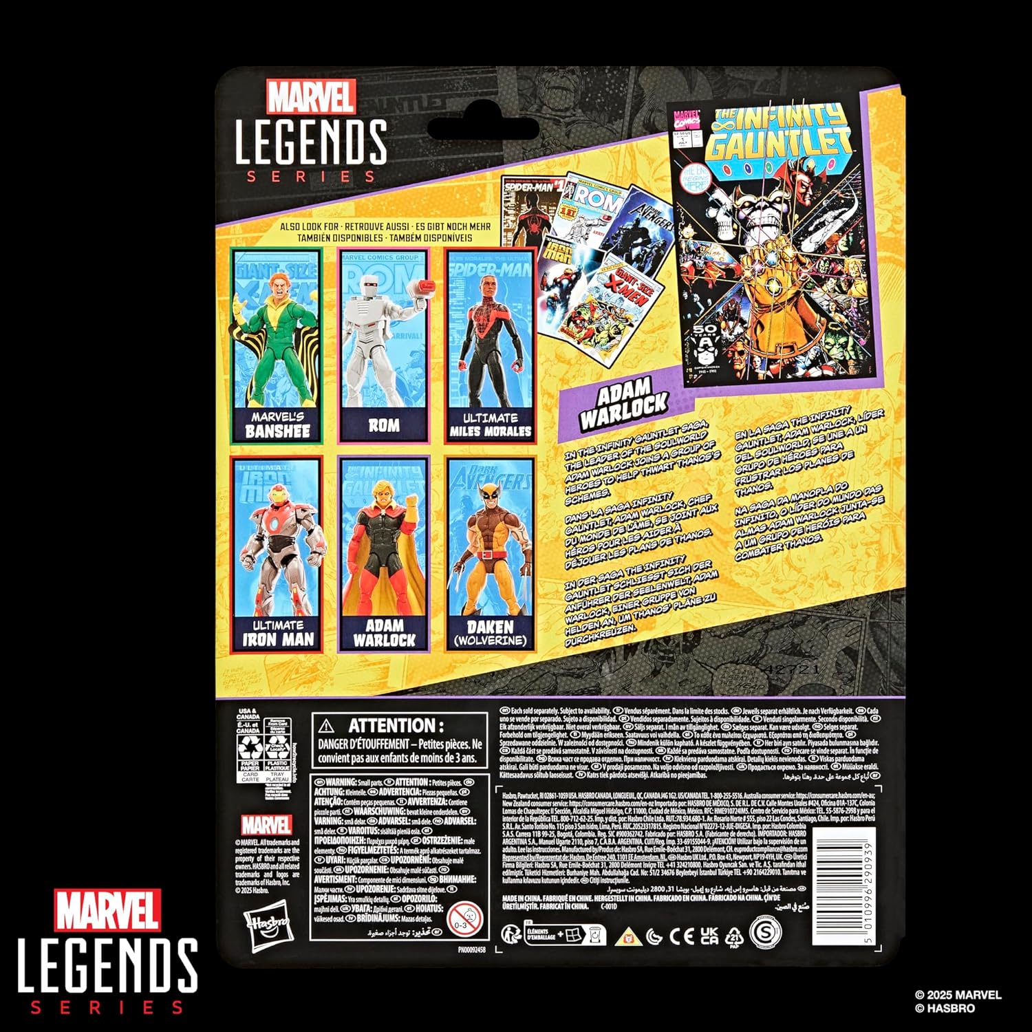 Marvel Legends Series Adam Warlock, Infinity Gauntlet Comics-Inspired Collectible 6-Inch Scale Action Figure with Character-Sized Comic Accessory